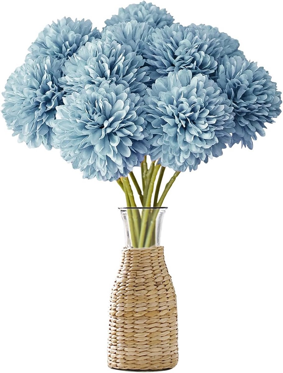 12 Stuks Kunsthortensia Bloemen Boeket met Steels voor Bruiloft en Interieur