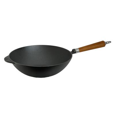 Wok RONNEBY BRUK "Maestro Wokpfanne, Ø 32 cm, mit Holzgriff", schwarz (schwarz, mit buchenholzgriff), B:32cm H:13,5cm L:59cm, Pfannen, Wok