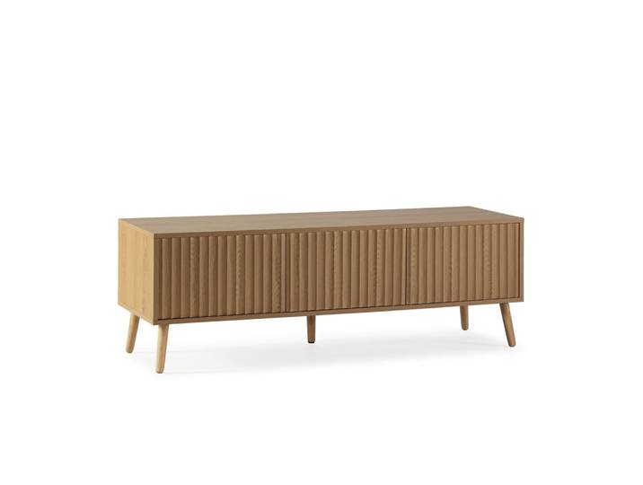 Meuble tv 3 portes effet chêne, longueur 130 cm