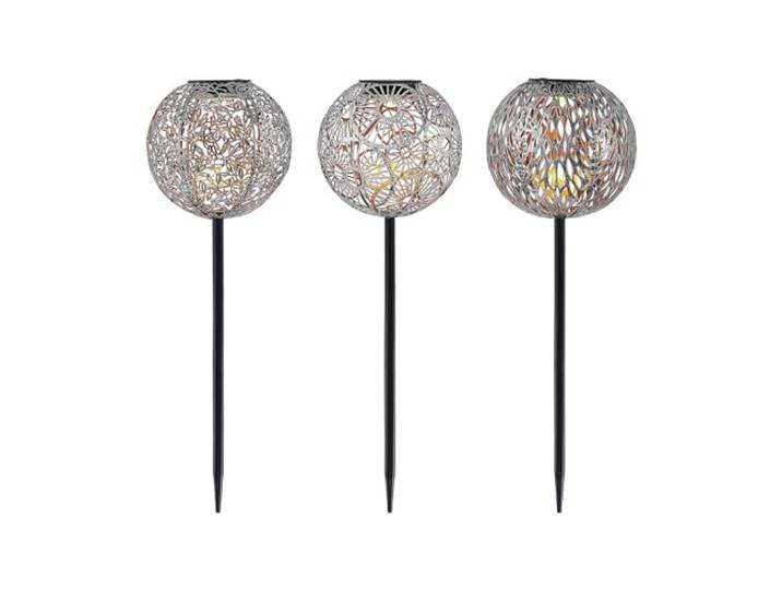 Lindby 3er Set LED Solarleuchte Vilani (spritzwassergeschützt in Alu aus Metall (3 flammig,) - Dekorationsleuchte Solarlampe