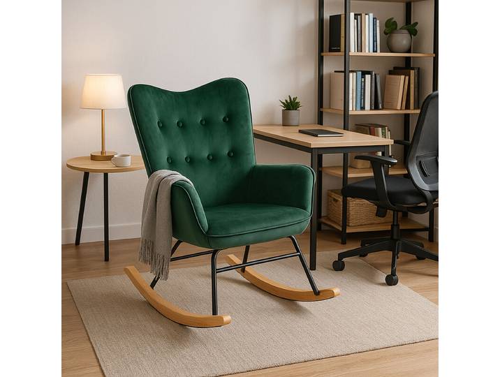 URBAN MEUBLE Fauteuil à Bascule en Velours Vert