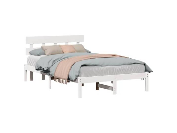PUGYNBK Bettgestell 135 x 190 cm, massives Kiefernholz Mit Kopfteil, modernes Design, warmes Braun, einfache Reinigung