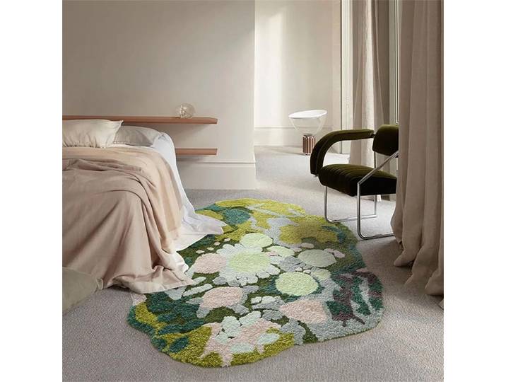 Tapis vert de style rétro pour chambre à coucher, tapis irrégulier pour la maison, tapis moelleux en touffes pour salon, tapis de sol pour chambre d'enfant, tapis de jeu pour enfants, tatami