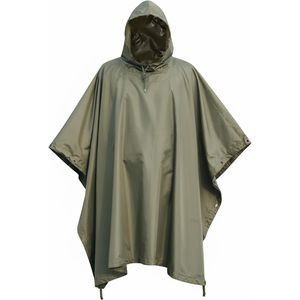 Mil-Tec Regenponcho US, Länge 150 cm, wiederverwendbar, mit Kapuze & Kordelzug, olivgrün, wasserdicht