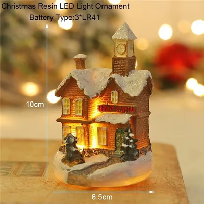 Multicon Wholesale Hub Resin Santa Claus, Snowman Luminous Christmas LED House, Pine Needles Snow, Micro Landscape Ornaments g