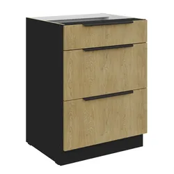 Küchen Unterschrank 60 cm CREMONA Eiche Vollauszug Soft-Close Küche Küchenzeile