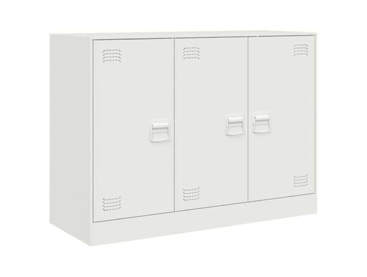 Roanoer Sideboard Weiß 99x39x73 cm Metall Schrank mit 3 Türen Modernes Sideboard aus robustem Stahl mit 6 Fächern für Wohnzimmer und Büro. Pflegeleicht und stabil bis 90 kg.