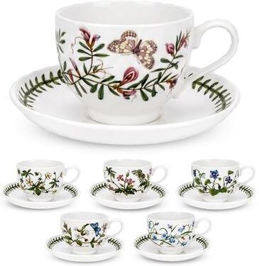 Portmeirion Set of 6 Botanic Garden Teacups and Saucers - 7 oz