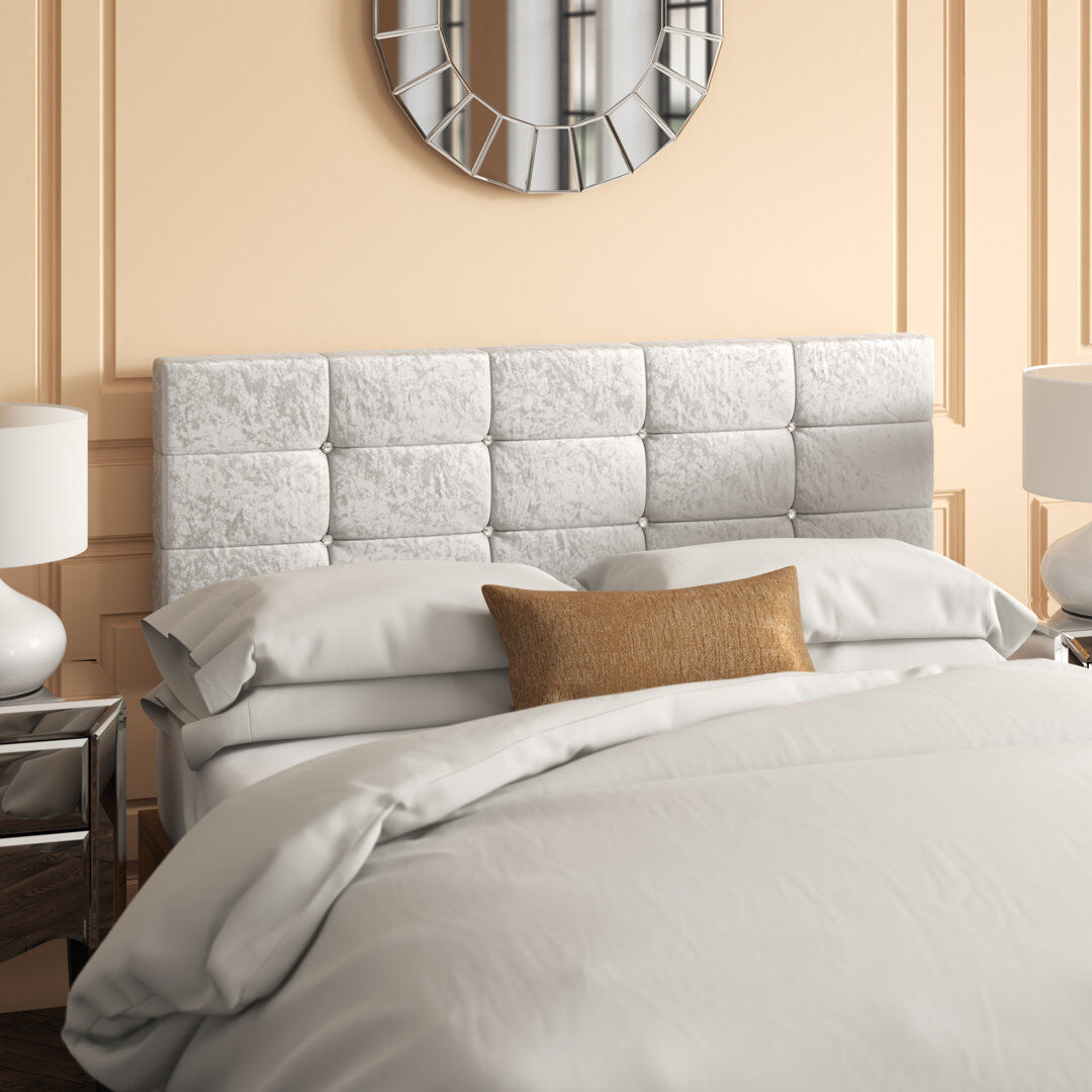 Rosdorf Park Dye Upholstered Velvet Headboard White Double (4'6)