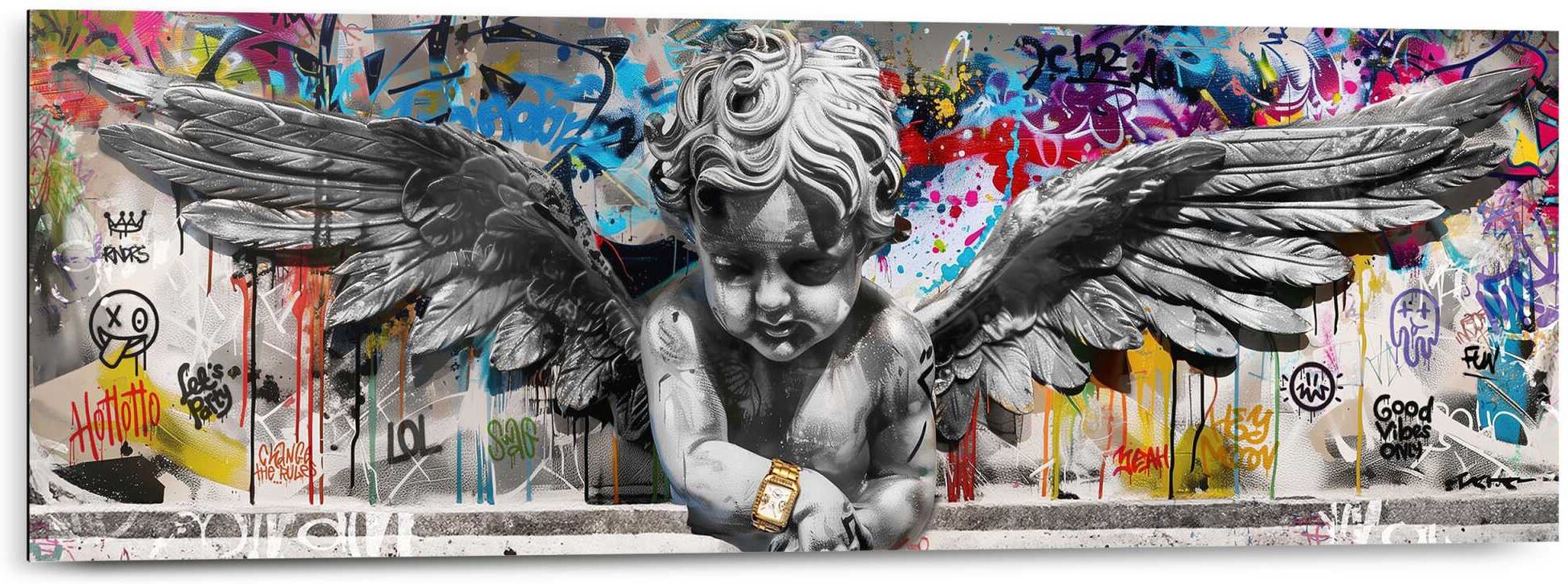 Reinders! Deco-Panel REINDERS "Graffiti-Engel", bunt (farbe bild(er): mehrfarbig), B:90cm H:30cm T:2cm, Bilder, Deco-Panel, Hobbyraum - Mehrfarbig - MDF - Street Art - 90x30 cm farbe bild(er): mehrfarbig B/H/T: 90cm x 30cm x 2cm