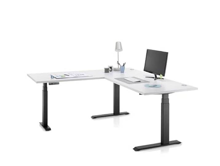 BEN 12 Eck-Schreibtisch Bürotisch elektrisch höhenverstellbar Weiß Schwarz