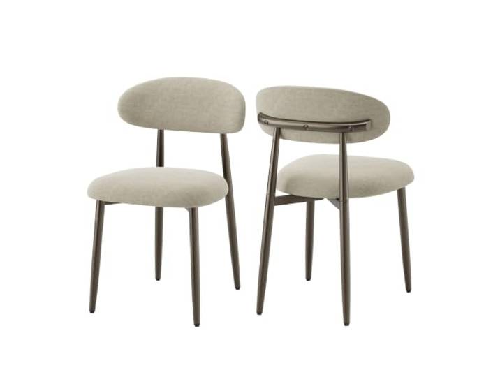 MALOL Esszimmerstühle 2er Set, Polsternder Stühle Esszimmer, Esstisch Stühle mit geschwungener Rückenlehne & Metallfüßen, Moderne Küchenstühle, Stoffstühle für Küche, Wohnzimmer und Gastronomie,Kamel