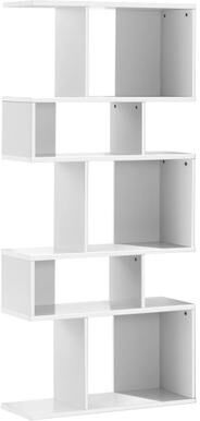 Costway 5 Cubes Ladder Shelf Corner Bookshelf Display Rack Bookcase-White