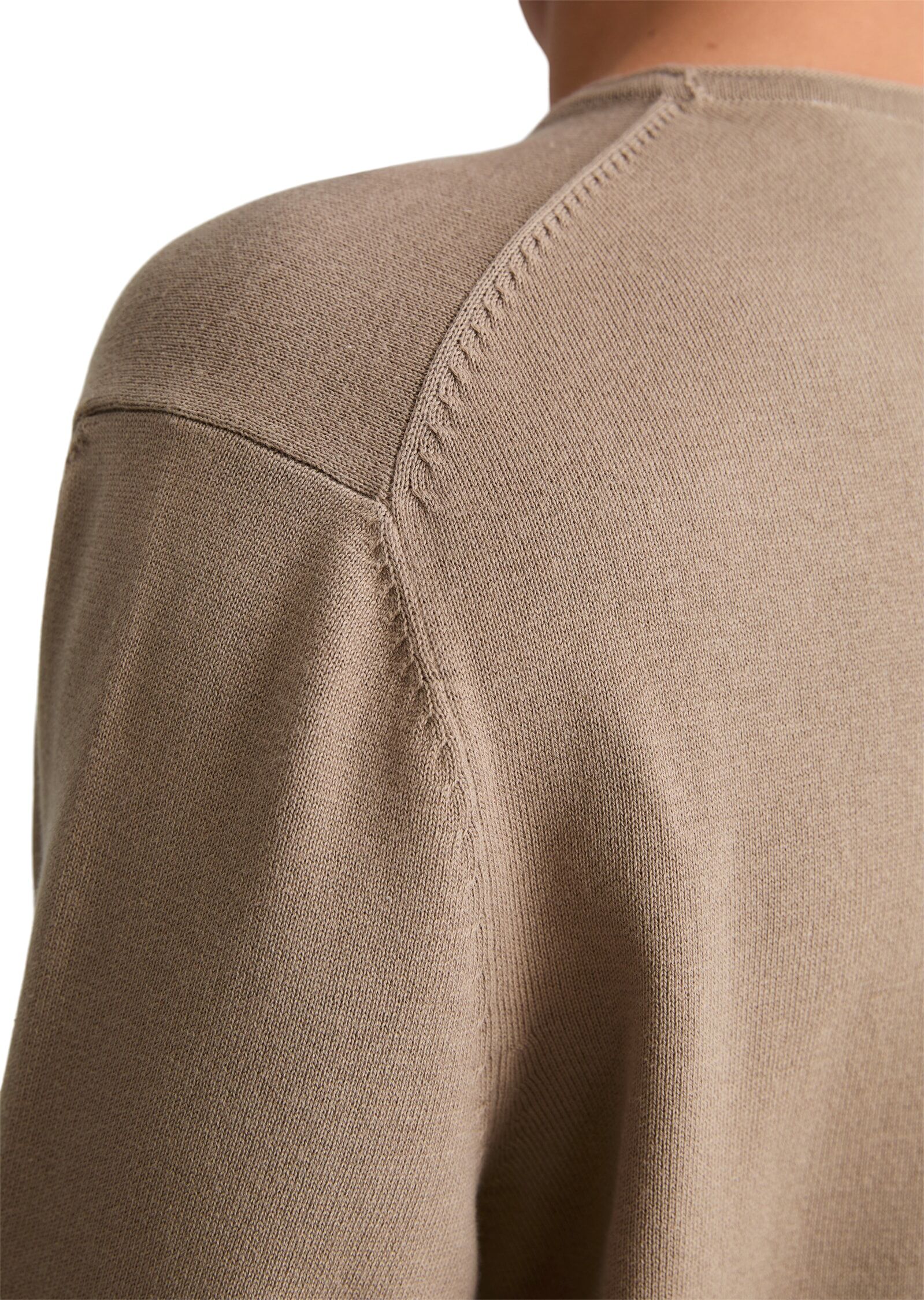 Marc O' Polo Strickpullover MARC O'POLO DENIM, Herren, Gr. XL, beige (cold taupe), Obermaterial: 100% Baumwolle, unifarben, normal, Rundhals, Rollkante, Pullover Strickpullover, aus Organic Cotton cold taupe XL