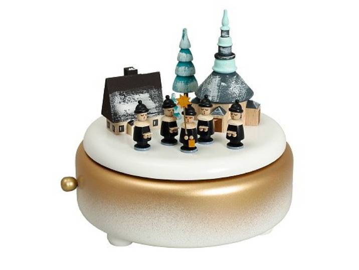 Rudolphs Schatzkiste Spieldose mit Spielzeugdorf und Kurrende Winter BxHxT 13x13x13 cm NEU Spieluhr Spielwerk Musikdose Musik Figur Seiffen Erzgebirge Holz Dekoration Weihnachten