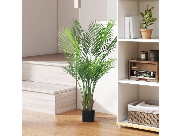HOMCOM Palmier Artificiel 120cm avec Pot Plastique Vert