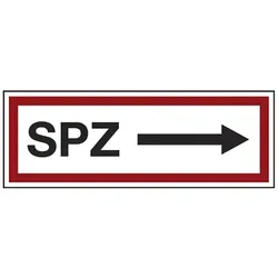 LimarLite Feuerwehrzeichen Textschild »SPZ und Pfeil rechtsweisend« 29,7 x 10,5 cm Folie (, 29.7x10.5 cm
