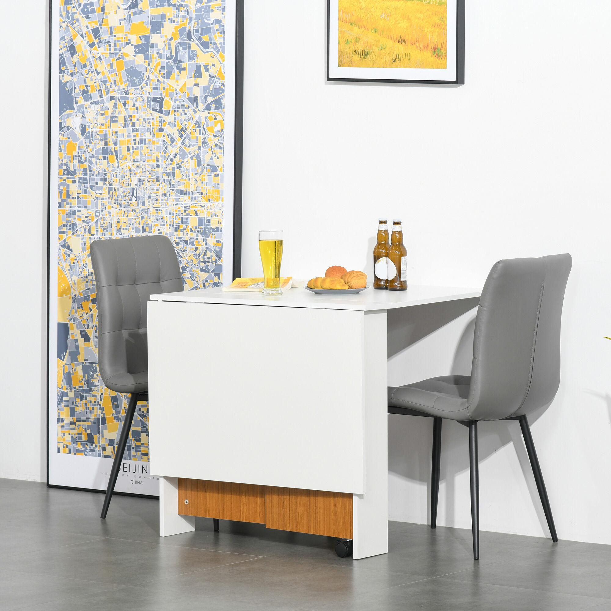 Altro Tavolo Da Pranzo Allungabile, Design Moderno, Tavolo Pieghevole Salvaspazio Con Ruote 120 × 80 × 73cm