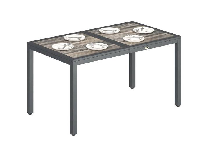ComfortXL Gartentisch De-14229 140x80 cm Dunkelgrau, Metall, 80x72x140 cm, Gartenmöbel, Gartentische, Gartentische