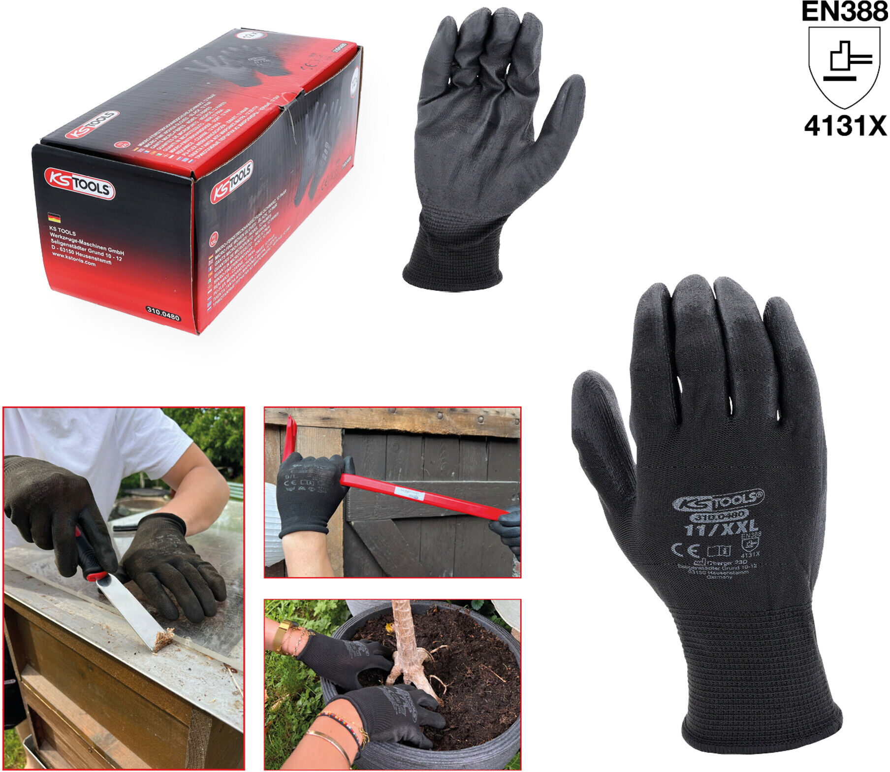 KS Tools Mikro-Feinstrickhandschuhe-schwarz, 11 (310.0480)