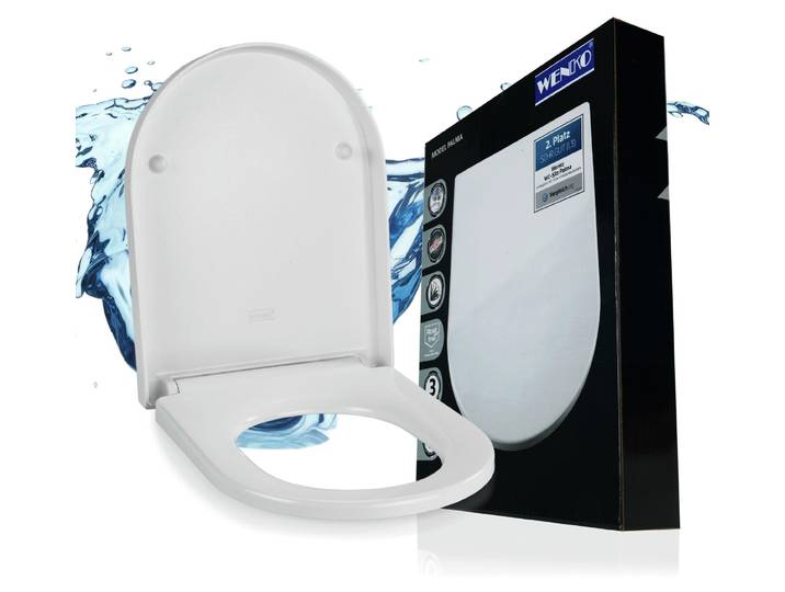 WENKO SIÈGE WC PALMA Couvercle WC à lunettes Automatique Fix-Clip