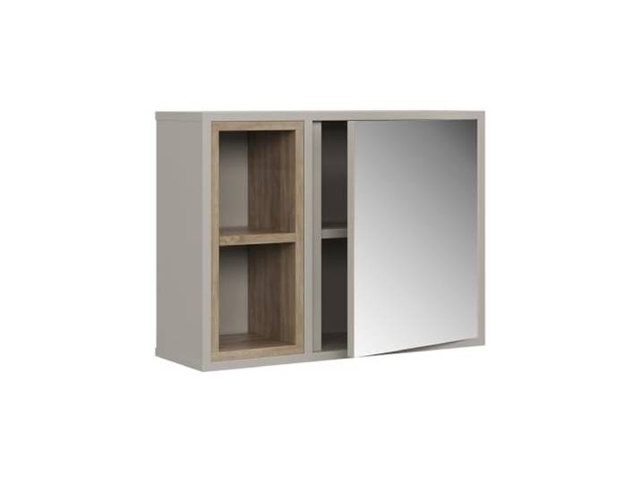 Vicco Spiegelschrank Elnor Greige 1 Tür · 4 Ablagefächer · Offener & geschlossener Stauraum · Für Kosmetik & Pflegeprodukte · Über dem Waschbecken