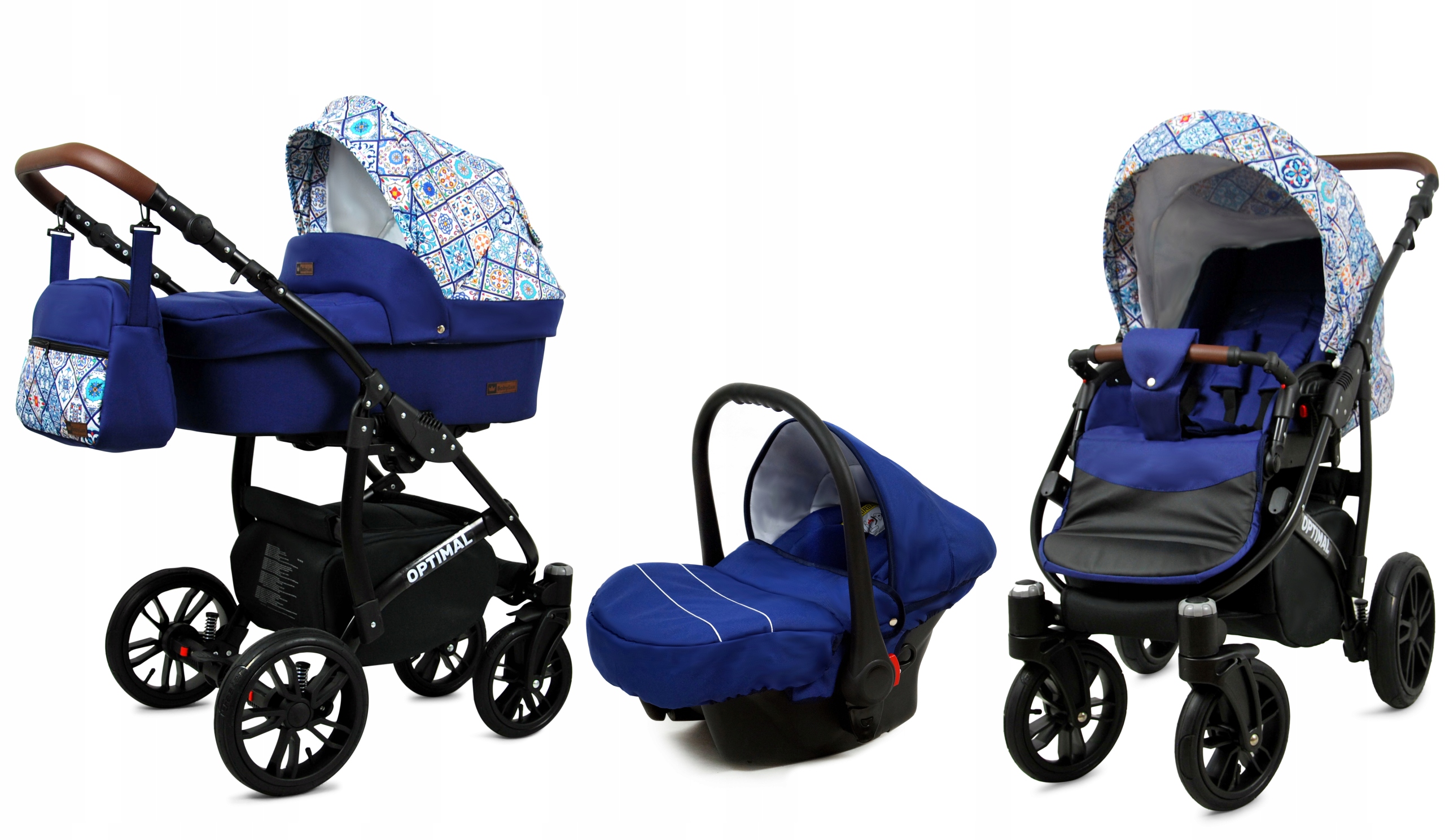BabyLux Optimal | 3in1 Kinderwagen Set | Portueguese Tiles | Kombikinderwagen | Kinderwagenset