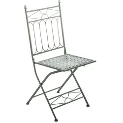 Décoshop26 - Klappbarer Gartenstuhl für Terrasse oder Balkon rustikales Design aus gealtertem grünem Schmiedeeisen 10_0003863