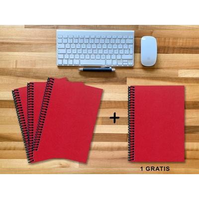 A 4 Notizbuch - Set, 3+1 gratis, Luxury 80 Seiten ROT JUPITER GLITTER-OPTIK, to do