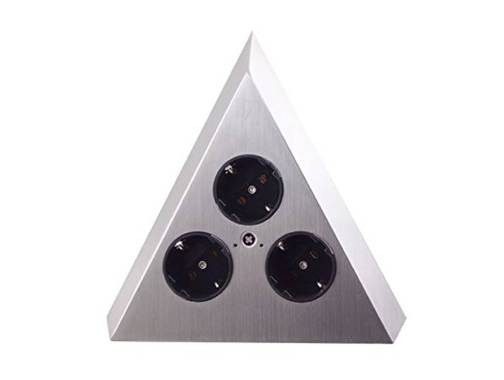 THEBO-Licht Steckdosenelement ST 3007-C in Pyramidenform und 3 Anschlüssen / Ecksteckdosen / Edelstahl-Steckdosenleiste / Steckdosen