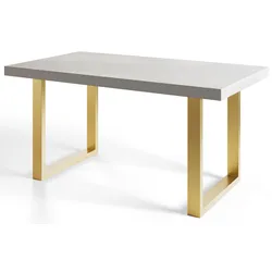 INDUSTRIELLER Esszimmertisch LOFT-U, Größe: 160X90X77 cm, Wohnzimmertisch Farbe: Gold, mit Metallbeinen in Farbe Gold