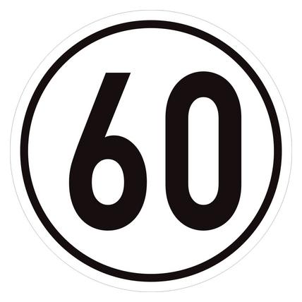 IWH Geschwindigkeitsschild 60 km/h, selbstklebend Aufkleber zur permanenten Anbringung an Zugmaschinen (097624)