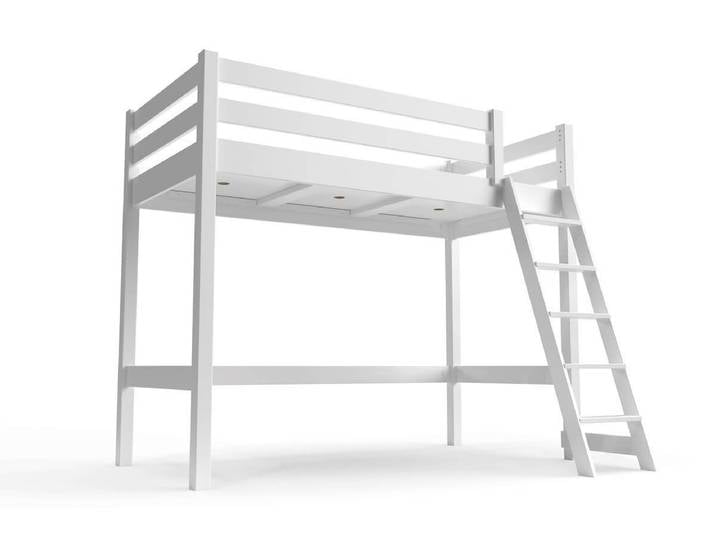 Lit mi-hauteur 90x200 bois ABC avec échelle inclinée 90x200 Blanc