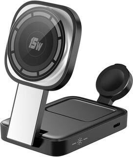 Inspire Curations 30W Foldable 3 In 1 Wireless Charging Station Magnetic Fast Charger For IPhone, Apple Watch & AirPods b