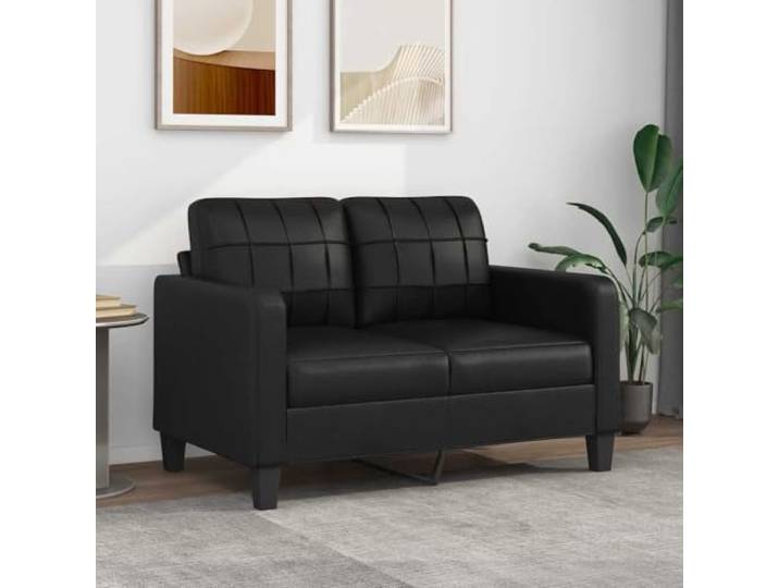 HEFZGDB 2-Sitzer Sofa Schwarz 120 cm Kunstleder Modernes Design Langlebiges Metallgestell Bequeme Polsterung Schmutzabweisende Oberfläche Luxuriöser Look Stabiles Sitzmöbel