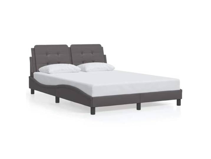 PUGYNBK Bettgestell Zadar, Grau, 140 x 190 cm Gepolstertes Kopfteil, strapazierfähiges Kunstleder, Lattenrost, ohne Matratze