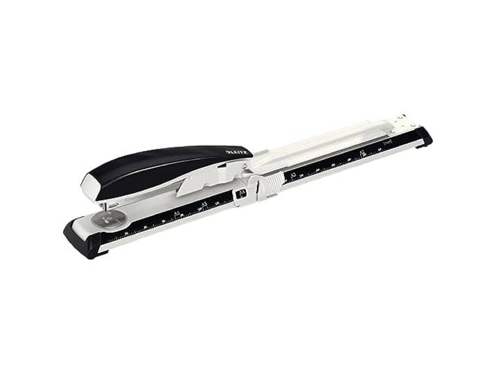 Leitz Agrafeuse de Bureau Long Bras\, Capacité 40 Feuilles\, Noir\, Boîtier Métallique Ergonomique\, Gamme NeXXt\, Agrafes Incluses\, 55600095