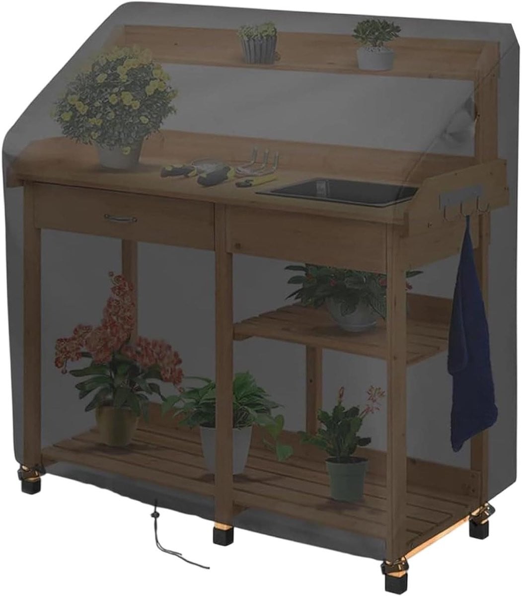 Tuinbankhoes Zwart - Waterdichte en UV-bestendige Meubelhoes voor Buitenmeubels - 122 cm