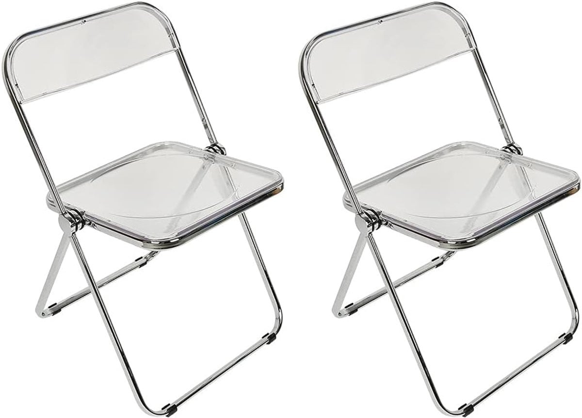 Set van 2 Stapelbare Transparante Acryl Vouwstoelen