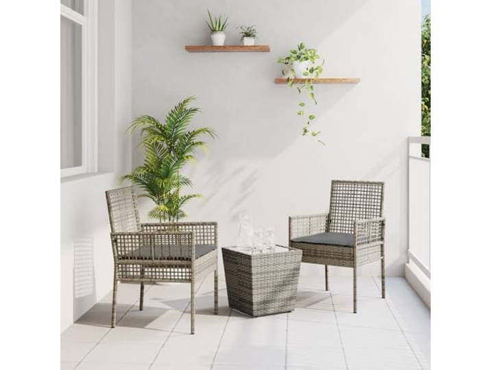 HEFZGDB Kompaktes Quadratisches Teetisch-Set aus UV-beständigem Kunststoff für Garten, Terrasse und Balkon, Robustes Design mit Zwei Stühlen, Einfache Reinigung, Langlebig