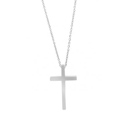 Kette mit Anhänger ADELIA´S "Unisex Edelstahl Halskette mit Anhänger Kreuz", silber (silber, kreuz), Halsketten, Damen, Edelstahl