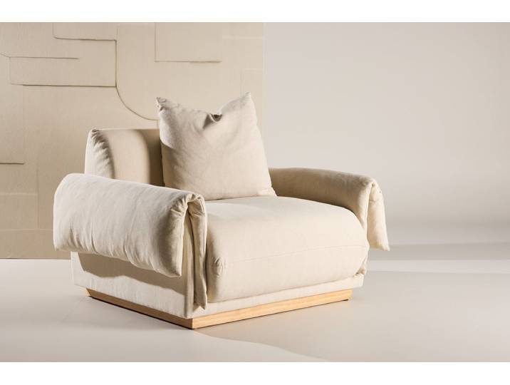 Sessel Möllner - aus Eichenholz mit Leinenbezug - Beige - Luxusbetten24