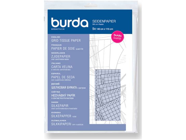 Burda Seidenpapier Zentimeterraster 150x110cm 5 Stück