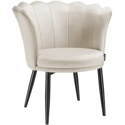 tectake Sessel Stella, dicke Polsterung, 67x64x76cm  Samtoptik Creme/Schwarz