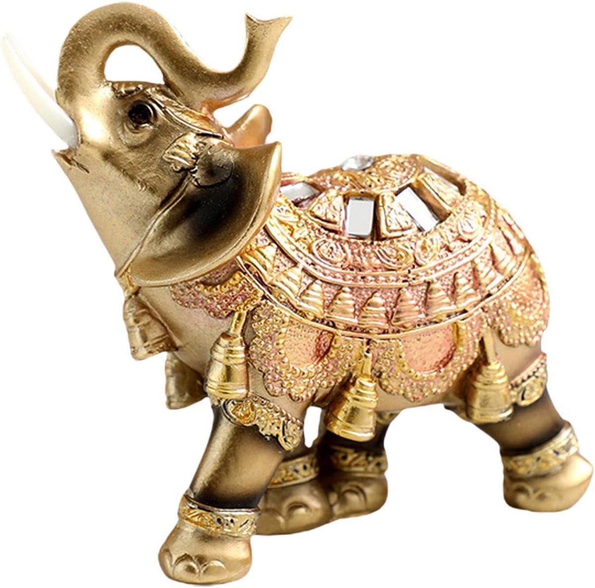 Gouden Olifant Hars Standbeeld voor Huisdecoratie - 11.5 cm
