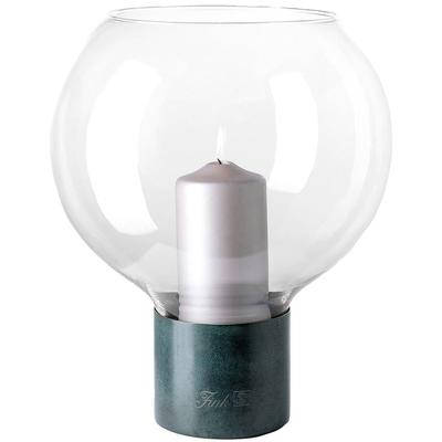 Windlicht FINK "PEGO", blau, grün, B:30cm H:38cm T:30cm Ø:30cm, Edelstahl, Glas, Kerzenhalter, Windlicht