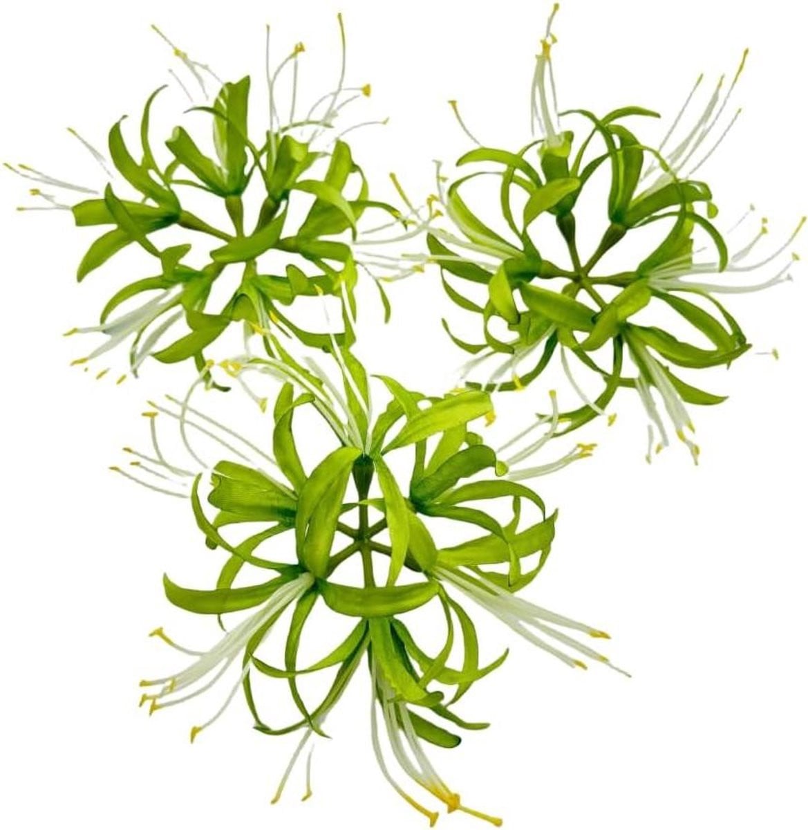 Set van 3 levensechte groene zijden spinlelies voor decoratie, 15 cm
