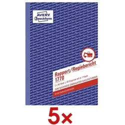 Avery Zweckform AKTION: 5x Formularbuch »Rapport/Regiebericht 1770« gelb, 14.8x21 cm