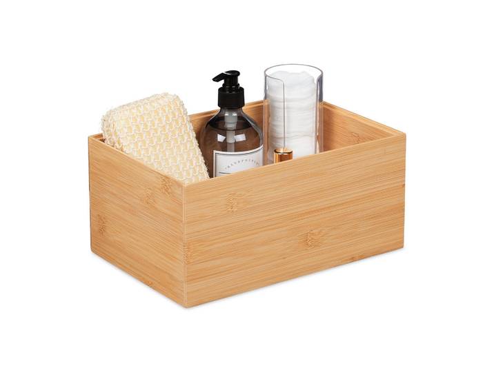 Relaxdays Aufbewahrungskiste Natur Bambus stapelbar, Hellbraun, Holz, Holzwerkstoff, 30x14x20 cm, Ordnen & Aufbewahren, Deko- & Aufbewahrungsboxen