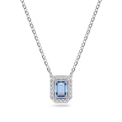 Kette mit Anhänger SWAROVSKI "Una Millenia Dc", weiß (metallfarben, blau, kristallweiß), Halsketten, Damen, Metall, L: 43, mit Swarovski Kristall, Swarovski Zirkonia (synth.)